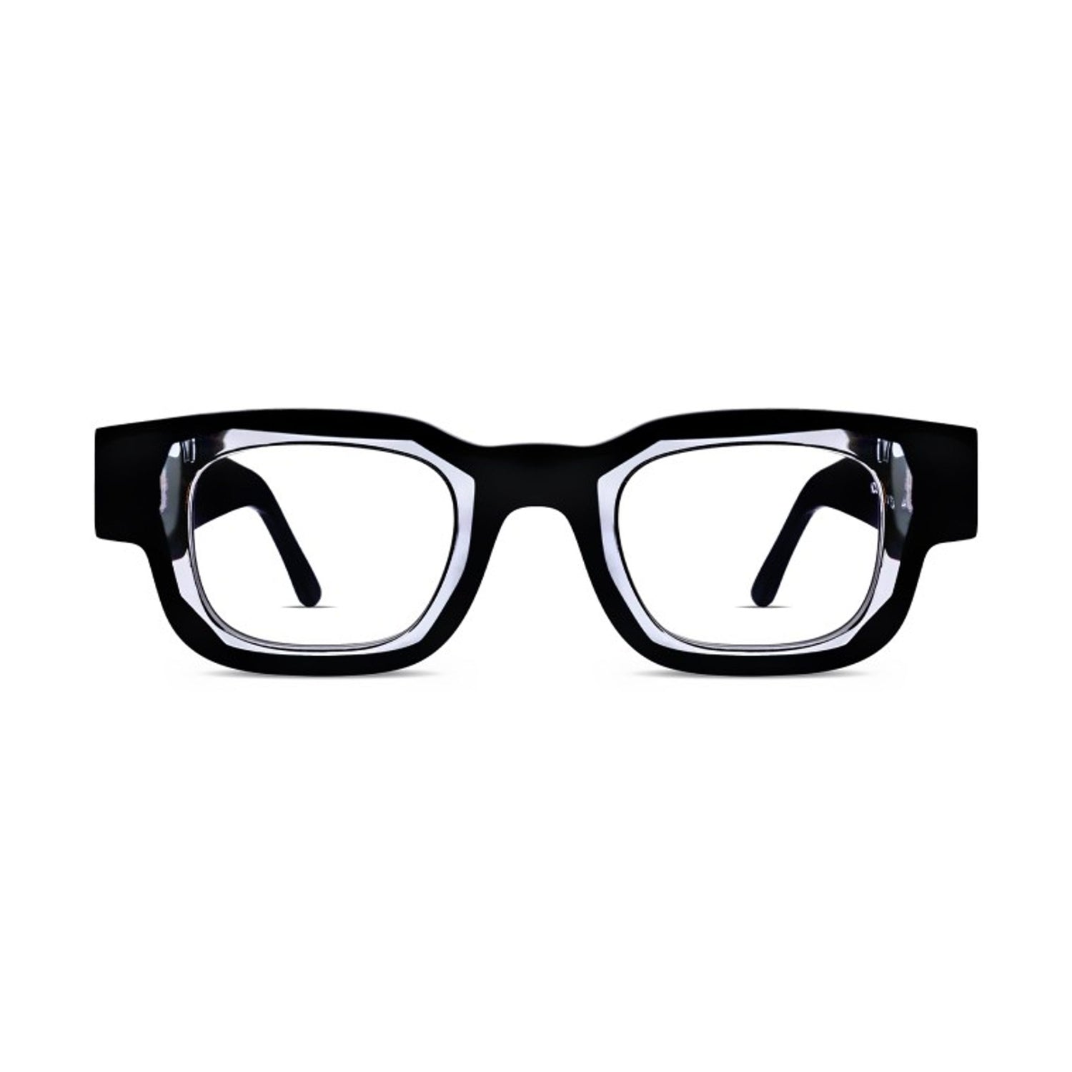black and clear chunky glasses