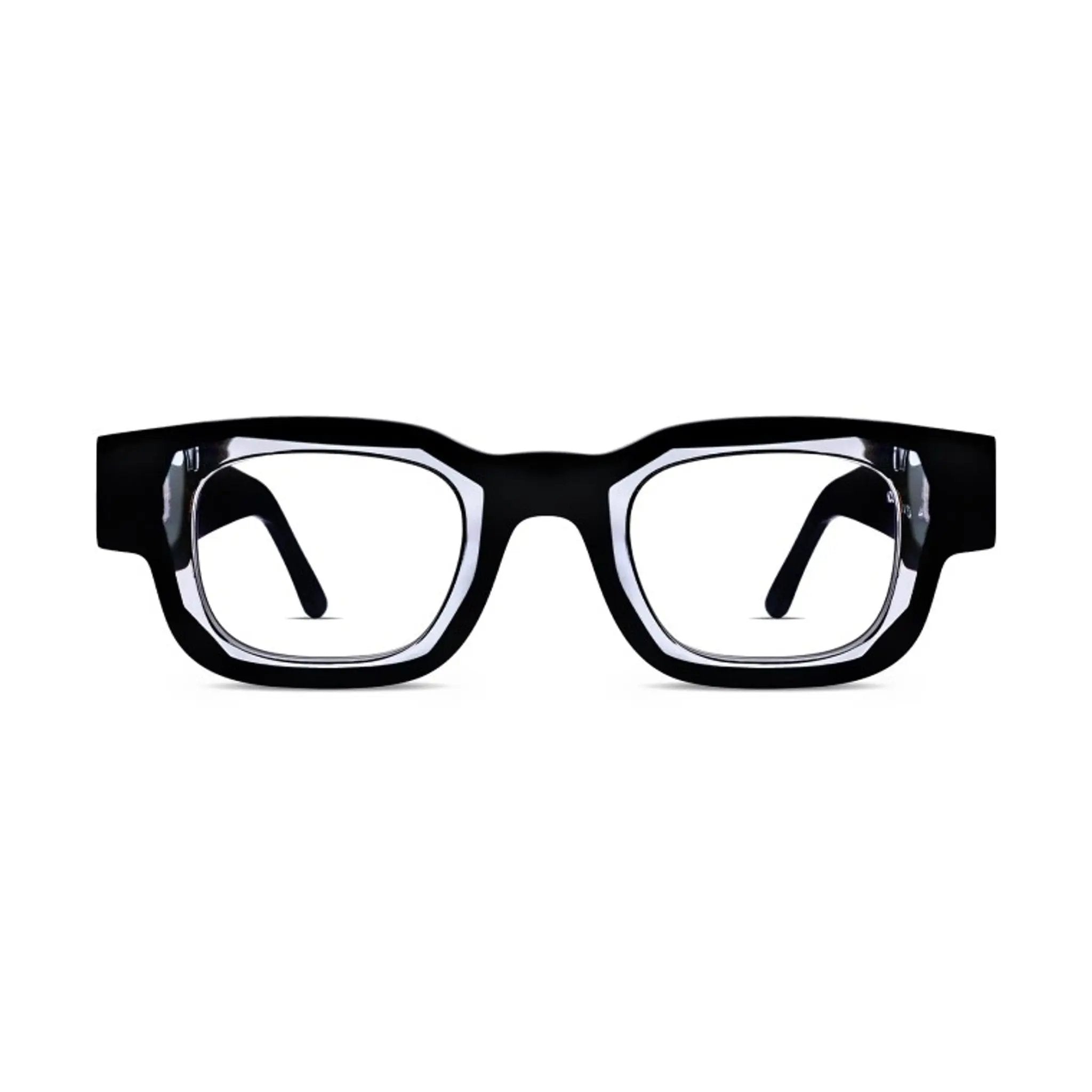 black and clear chunky glasses
