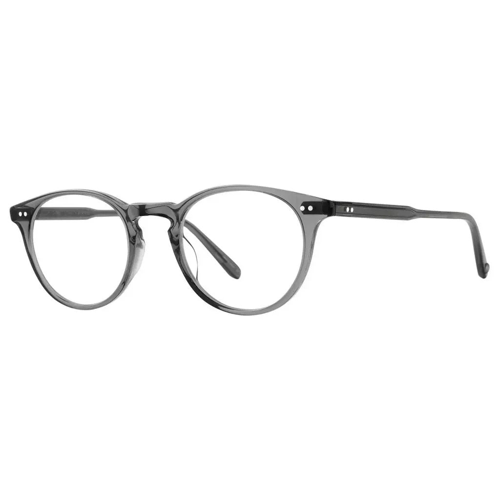 Round eyeglasses with a gray frame on a white background