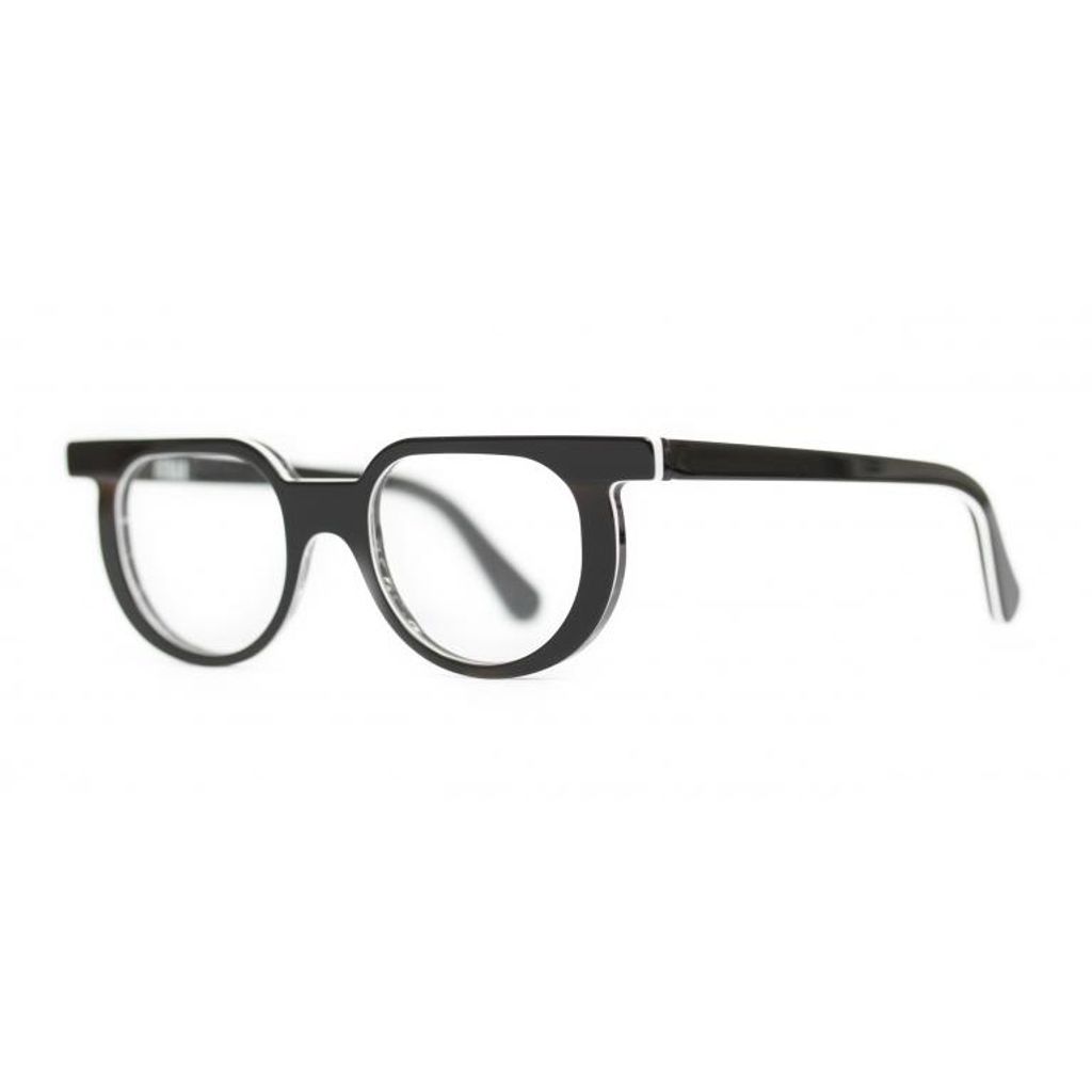 Black eyeglasses with white details
