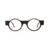 Round tortoiseshell eyeglasses on a white background