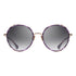 DITA Lageos round sunglasses with purple acetate rims, gold-tone metal temples, and grey gradient lenses – luxury statement eyewear available at Yosemite Eyewear