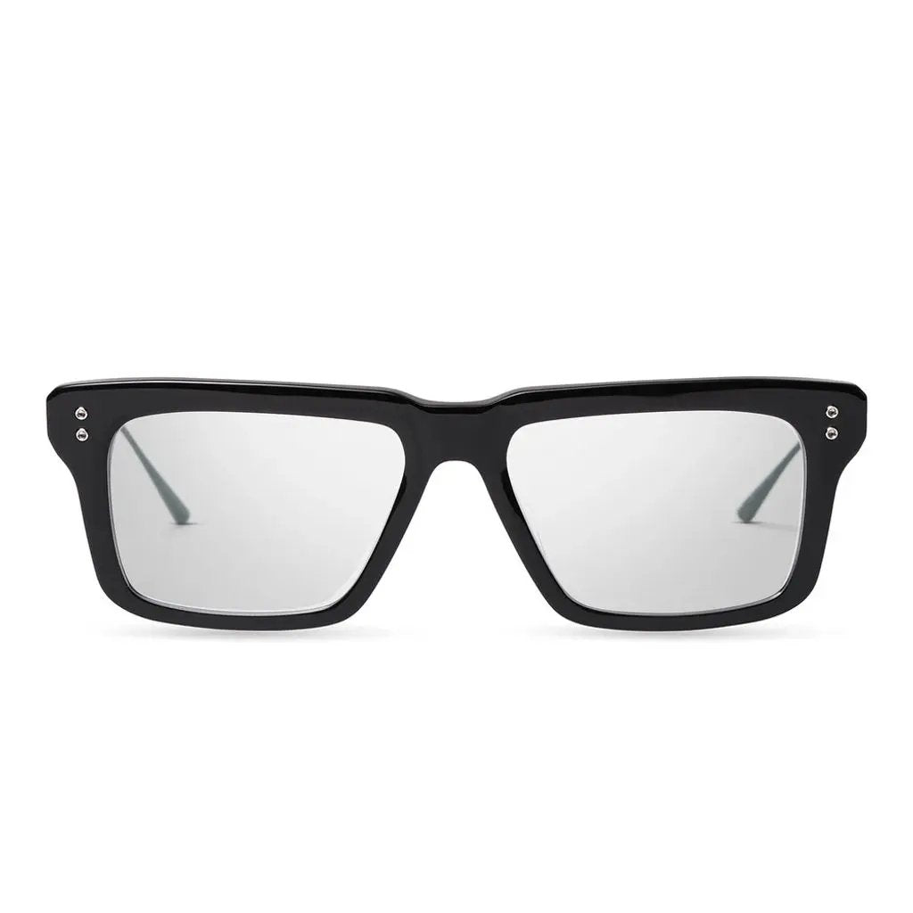 oversized black unisex glasses with silver details
