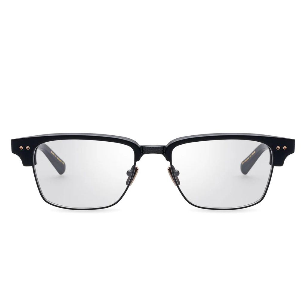 Black DITA Statesman-Three semi-rimless eyeglasses with browline frame design, luxury titanium construction, and signature double rivet details – available at Yosemite Eyewear