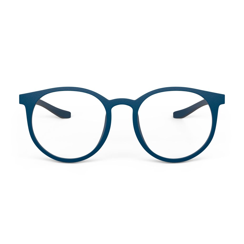 Blue eyeglasses on a white background