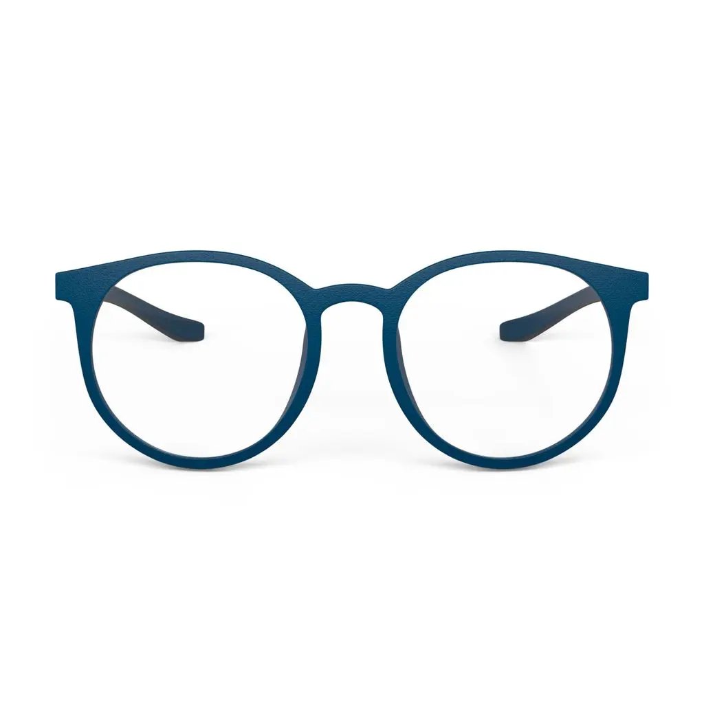 Blue eyeglasses on a white background