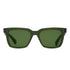 Green sunglasses with dark green lenses on a white background