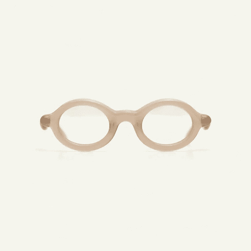 Paloceras Vanilla Mist R2 eyeglasses in milky beige with a sculpted round frame, front view