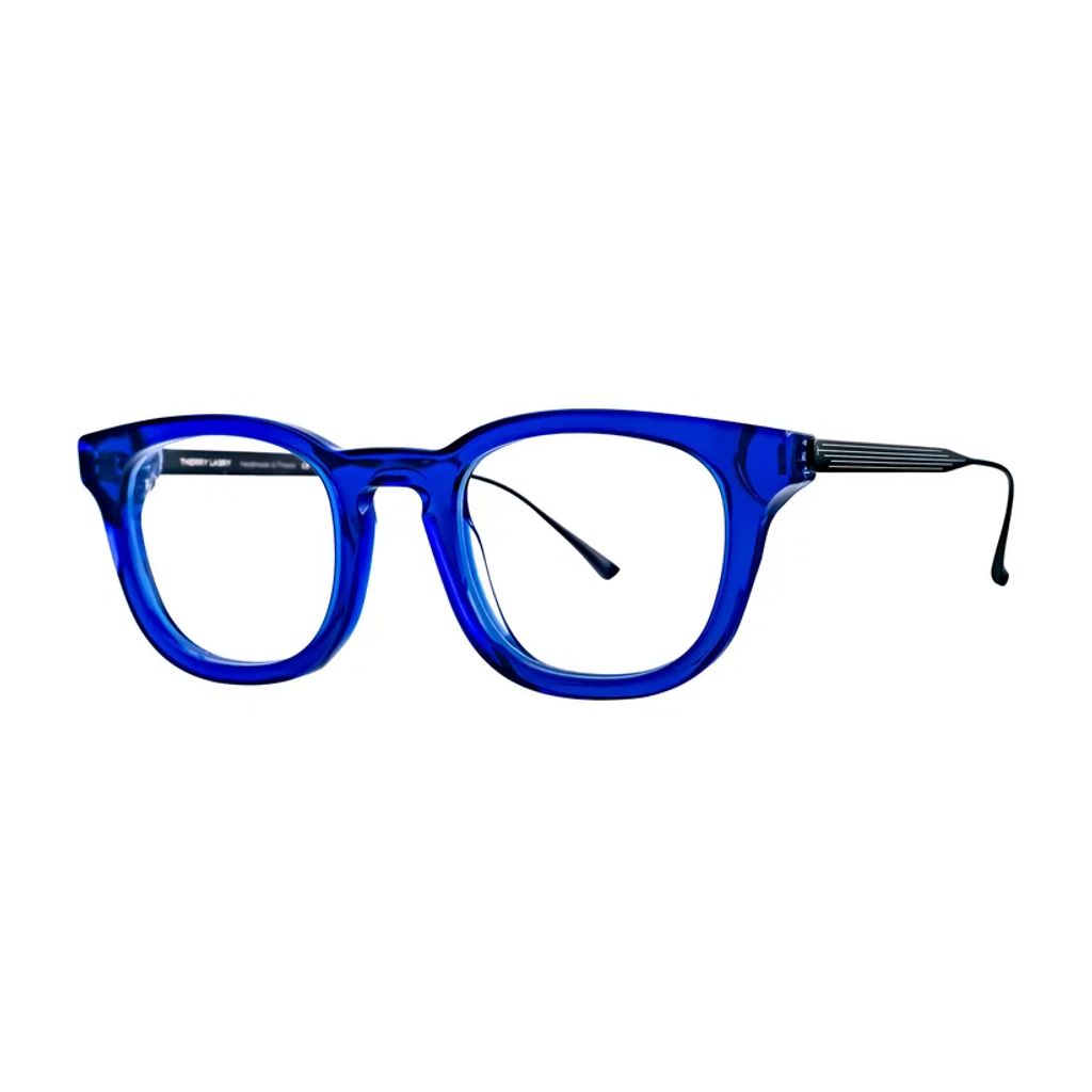 Blue translucent acetate eyeglass frames thierry lasry with titanium temples