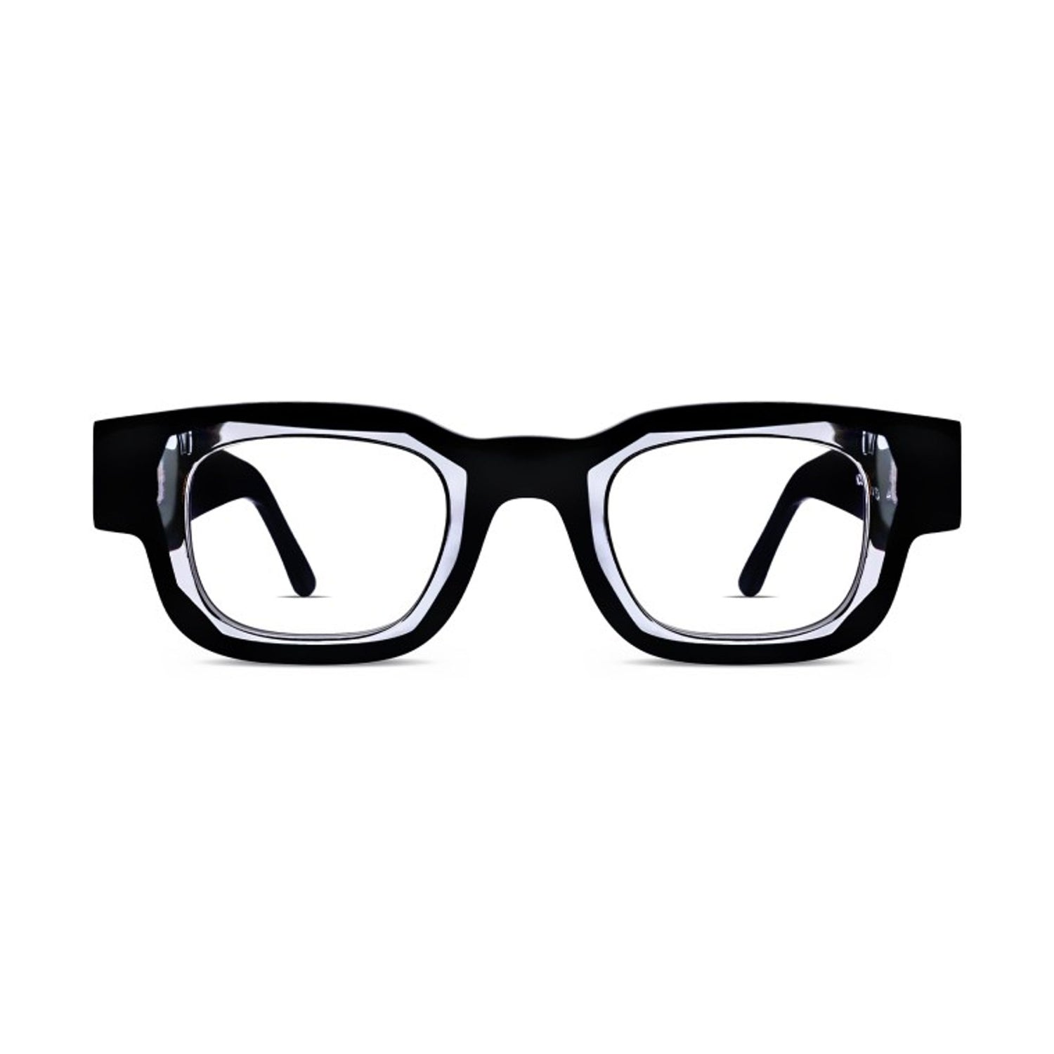 black and clear chunky glasses