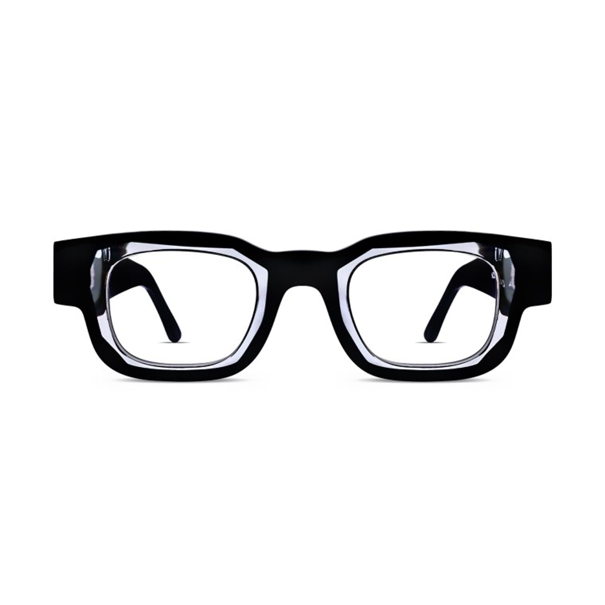 black and clear chunky glasses