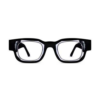 black and clear chunky glasses