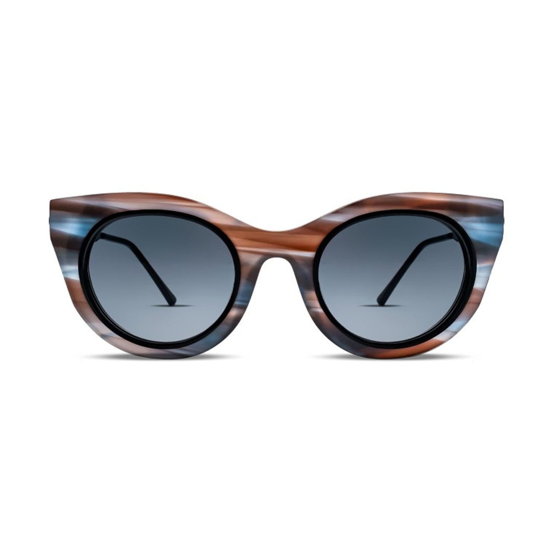 cat eye sunglasses blue and brown color