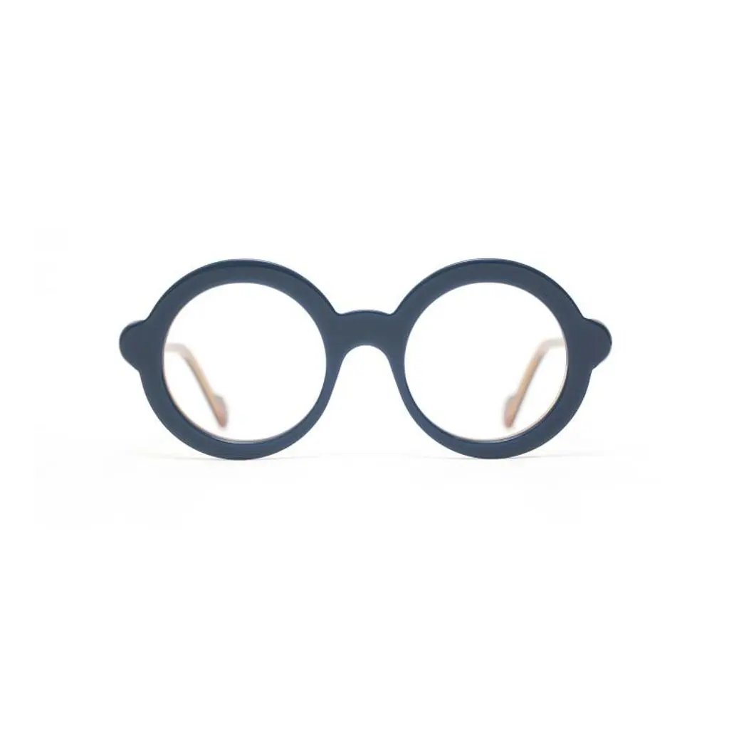 Blue eyeglasses on a white background