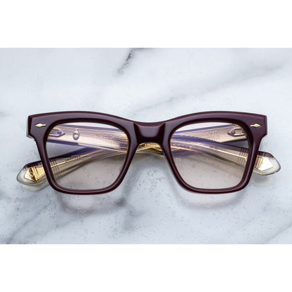 red color optical frame with gold details 