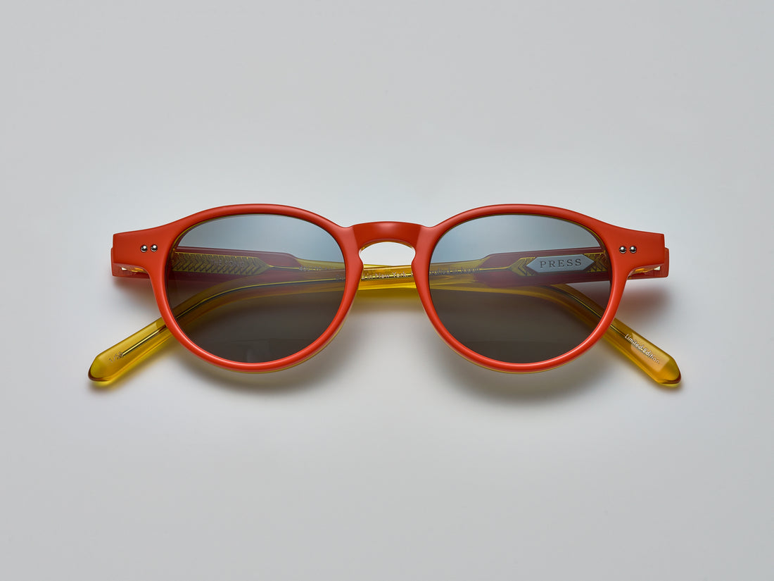 press eyewear orange round sunglasses 