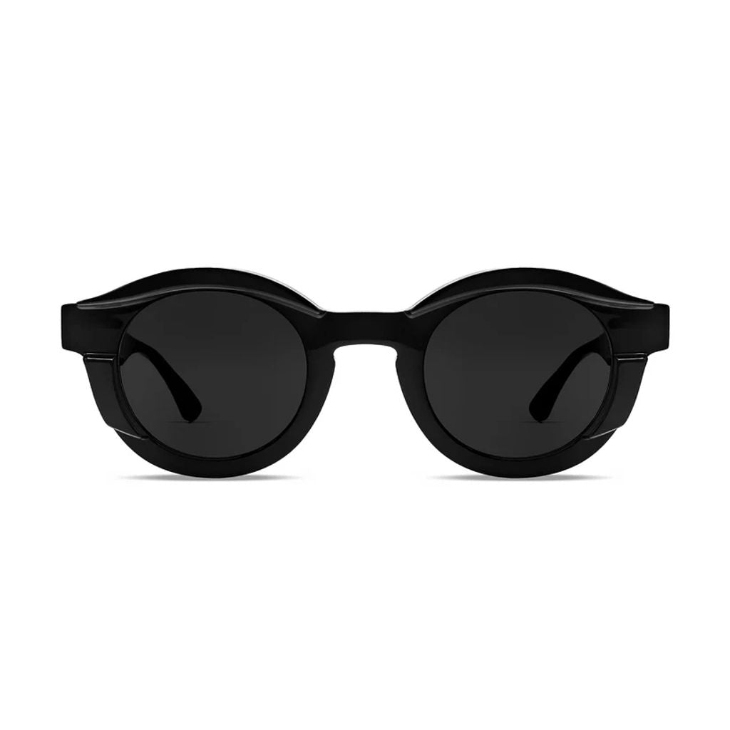 Black sunglasses on a white background