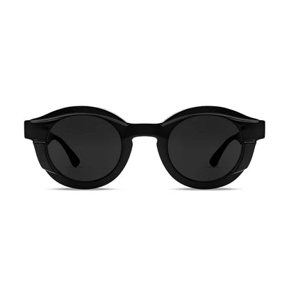 Black sunglasses on a white background