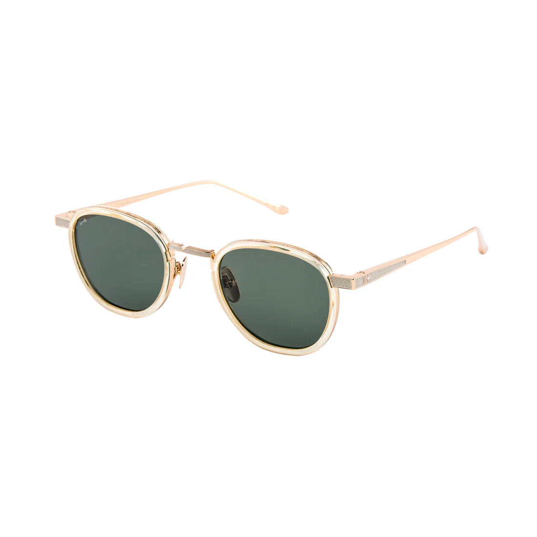 Gold-framed sunglasses with green lenses 