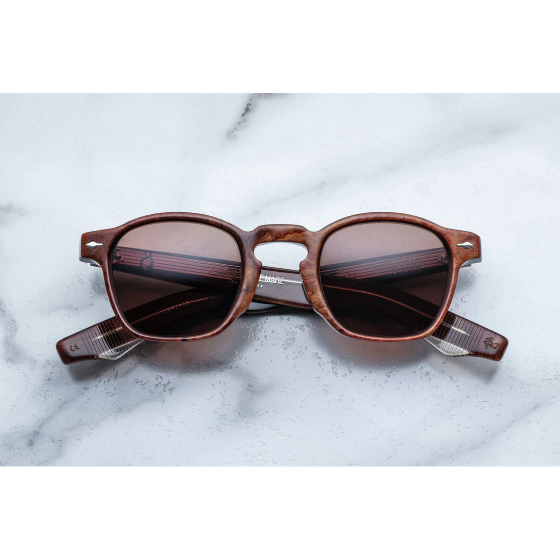 wood color brown sunglasses with keyhole nose bridge unisex style