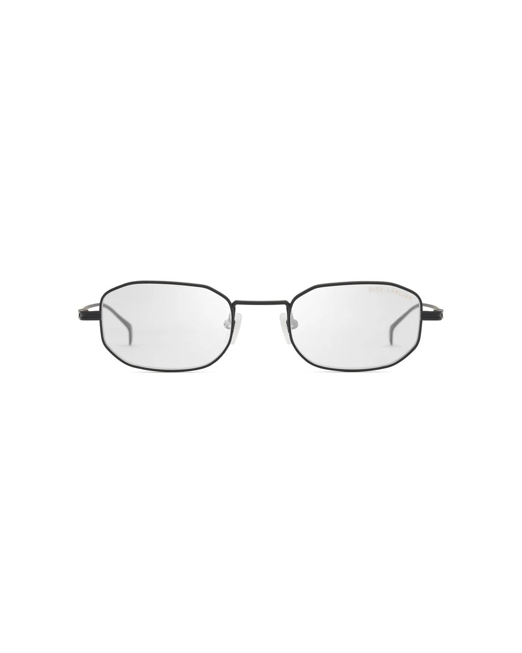 DITA Lancier eyeglasses in matte black with a slim angular metal frame, front view