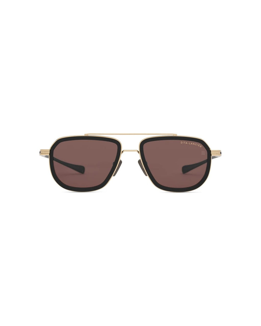 DITA Lancier LSA-451 sunglasses in matte black and gold with brown Land lenses, front view