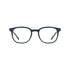 Blue eyeglasses made with wood and carbon