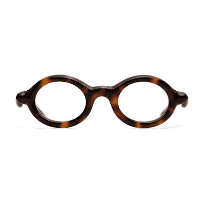 Paloceras Havana Gold R2 eyeglasses in Havana gold tortoise with a sculpted round frame, front view