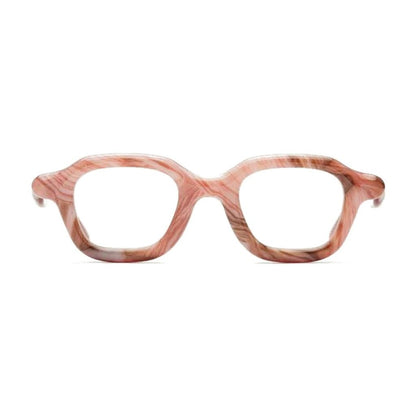 Paloceras Marble Rouge A2 square eyeglasses in red marble acetate with crimson veining, front view