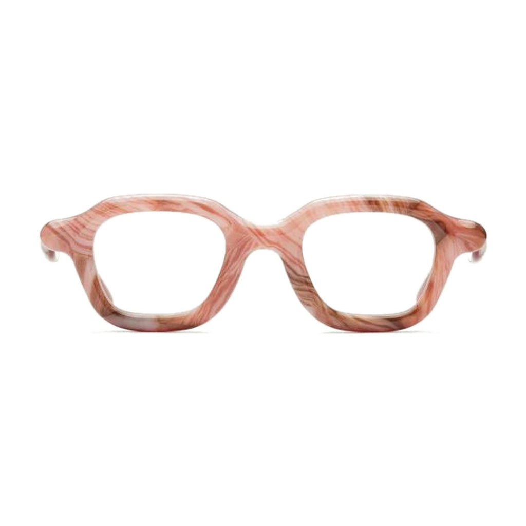 Paloceras Marble Rouge A2 eyeglasses in milky red marble with a rounded geometric frame, front view