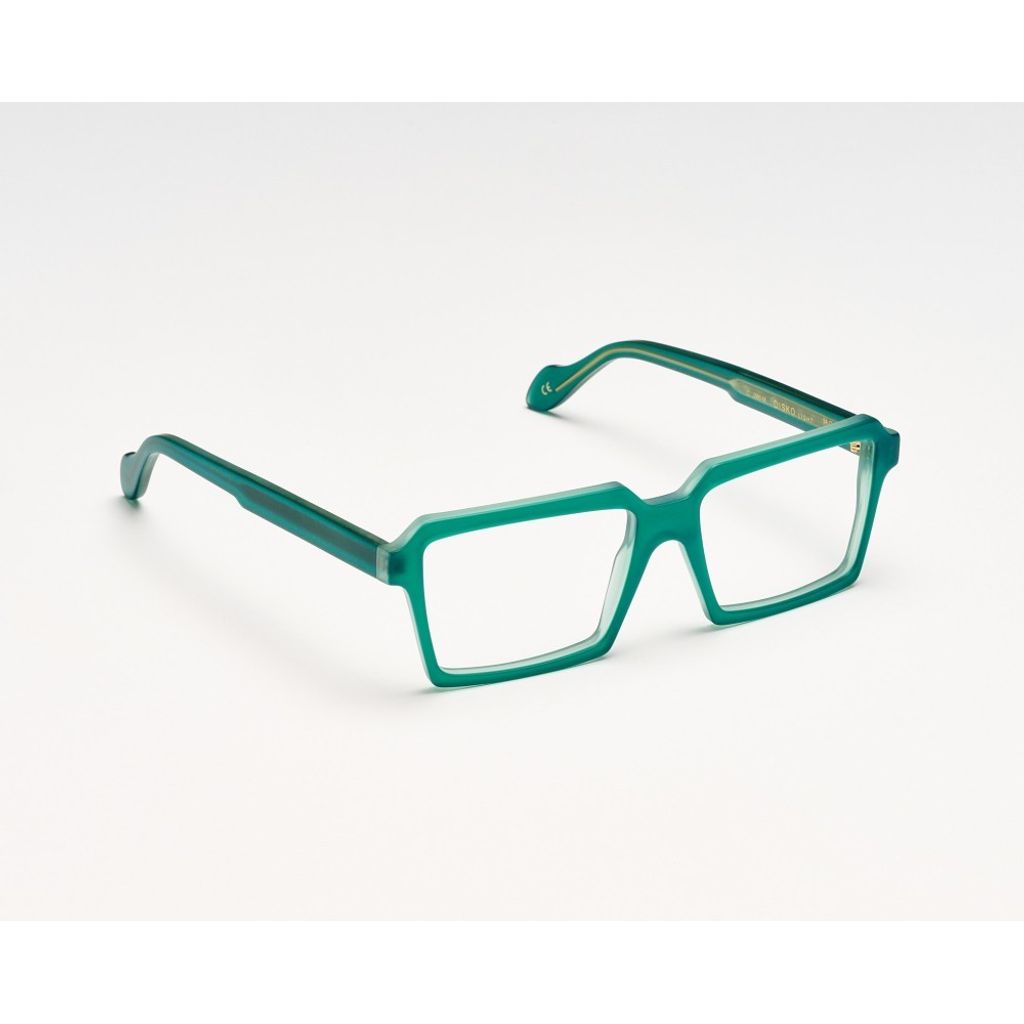 Teal eyeglasses on a white background