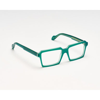 Teal eyeglasses on a white background