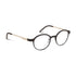 Ørgreen Ring of Fire round titanium eyeglasses in dark brown with champagne gold temples, three-quarter view