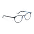 Ørgreen Vitus 2.0 round titanium eyeglasses in Mat Black and Mat Metallic Light Blue, color 1246, three-quarter view