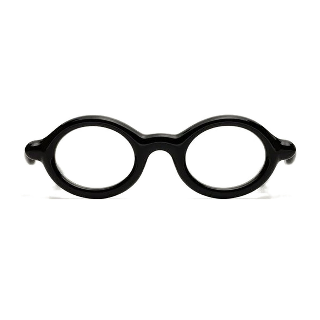 Paloceras Shadow Black R2 eyeglasses in glossy black with a rounded oval frame, front view