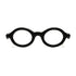 Paloceras Shadow Black R2 eyeglasses in glossy black with a rounded oval frame, front view
