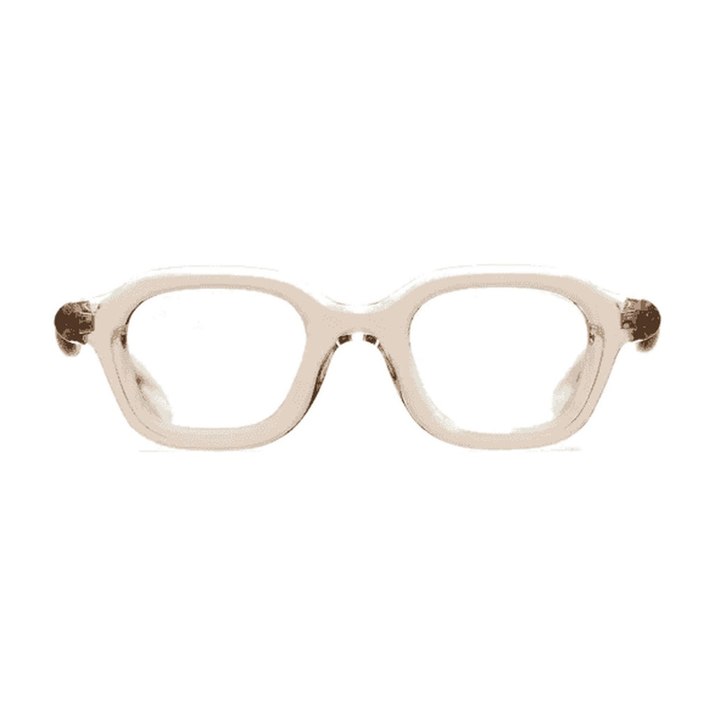 Paloceras Honey Mist A2 eyeglasses in translucent honey acetate with a large square frame, front view