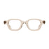 Paloceras Honey Mist A2 eyeglasses in translucent honey acetate with a large square frame, front view