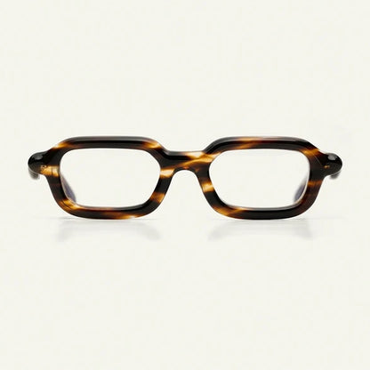 Paloceras Leopard Lace S2 rectangular eyeglasses in golden-dappled tortoise acetate, front view