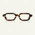 Paloceras Leopard Lace S2 rectangular eyeglasses in golden-dappled tortoise acetate, front view