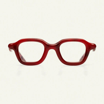Paloceras Molten Haze A2 square eyeglasses in deep red acetate, front view