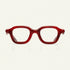 Paloceras Molten Haze A2 square eyeglasses in deep red acetate, front view