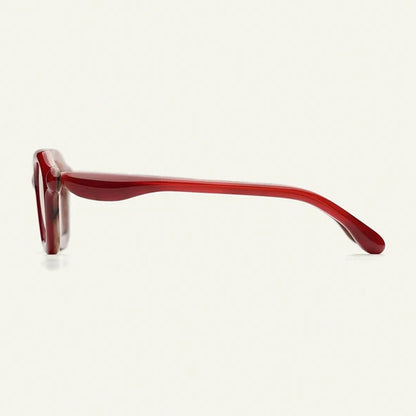 Paloceras Molten Haze A2 square eyeglasses in deep red acetate, side view