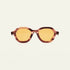 Paloceras Acid Bloom C2 sunglasses in red Havana with a rounded hexagonal frame and photochromic yellow lenses, front view