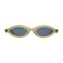 Paloceras sunglasses in translucent olive green with narrow oval frames and blue-grey lenses