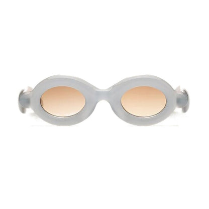 Paloceras Pebble Milky Blue RX Sun sunglasses in milky blue acetate with brown gradient lenses, front view