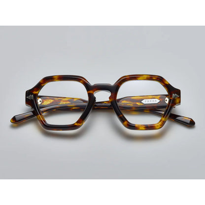 tortoise eyeglass frame for men and women, chunky but classic hexagonal shape eyeglasses.