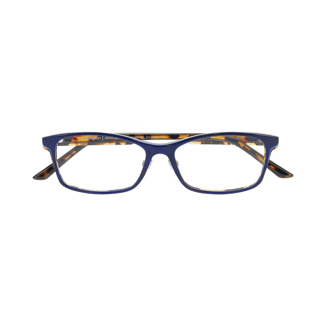 Blue eyeglasses with tortoiseshell accents 