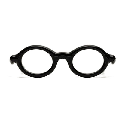 Paloceras Shadow Black R2 round eyeglasses in obsidian black acetate, front view