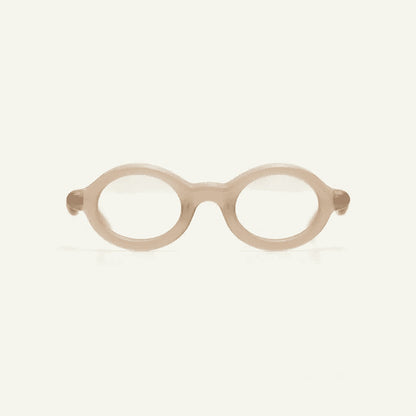 Paloceras Vanilla Mist R2 eyeglasses in milky beige with a sculpted round frame, front view